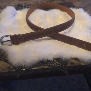 Genuine leather 44 inch belt. Silver buckle.